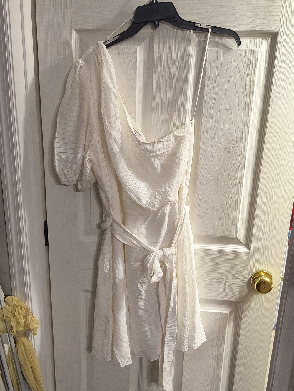 Nine West Women's White One-Shoulder Tie-Waist Dress